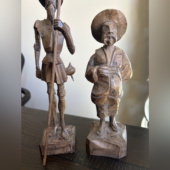 Vintage Hand Carved Carved Wood Figures Of Don Quixote & Sancho Man Of La Mancha - Picture 2 of 14